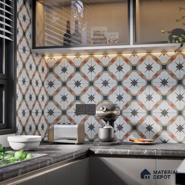 Subway Moroccan Wall & Floor Tile TL 05248 B Medina Cerulean Brown 8 x 8 inch Vitrified Matte Finish - 8 mm | Suitable for Accent / Feature Walls, Bathroom, Kitchen Wall & Backsplashes | Please Expect a Slight Variation of Pattern (Sample)