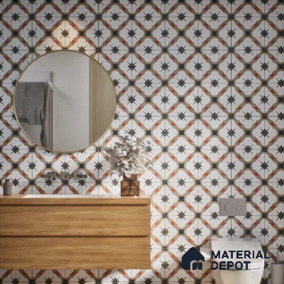 Subway Moroccan Wall & Floor Tile TL 05248 B Medina Cerulean Brown 8 x 8 inch Vitrified Matte Finish - 8 mm | Suitable for Accent / Feature Walls, Bathroom, Kitchen Wall & Backsplashes | Please Expect a Slight Variation of Pattern (Sample)
