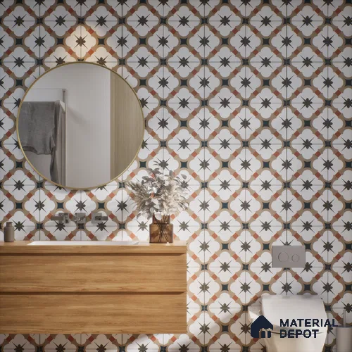 Subway Moroccan Wall & Floor Tile TL 05248 B Medina Cerulean Brown 8 x 8 inch Vitrified Matte Finish - 8 mm | Suitable for Accent / Feature Walls, Bathroom, Kitchen Wall & Backsplashes | Please Expect a Slight Variation of Pattern