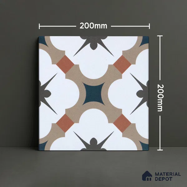 Subway Moroccan Wall & Floor Tile TL 05248 B Medina Cerulean Brown 8 x 8 inch Vitrified Matte Finish - 8 mm | Suitable for Accent / Feature Walls, Bathroom, Kitchen Wall & Backsplashes | Please Expect a Slight Variation of Pattern (Sample)