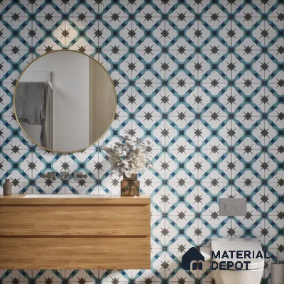 Subway Moroccan Wall & Floor Tile TL 05248 Medina Cerulean Blue 8 x 8 inch Vitrified Matte Finish - 8 mm | Suitable for Accent / Feature Walls, Bathroom, Kitchen Wall & Backsplashes | Please Expect a Slight Variation of Pattern (Sample)