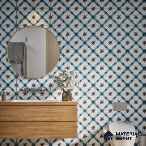 Subway Moroccan Wall & Floor Tile TL 05248 Medina Cerulean Blue 8 x 8 inch Vitrified Matte Finish - 8 mm | Suitable for Accent / Feature Walls, Bathroom, Kitchen Wall & Backsplashes | Please Expect a Slight Variation of Pattern