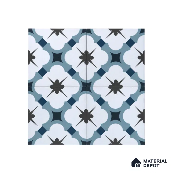 Subway Moroccan Wall & Floor Tile TL 05248 Medina Cerulean Blue 8 x 8 inch Vitrified Matte Finish - 8 mm | Suitable for Accent / Feature Walls, Bathroom, Kitchen Wall & Backsplashes | Please Expect a Slight Variation of Pattern (Sample)