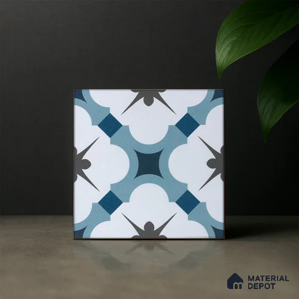 Subway Moroccan Wall & Floor Tile TL 05248 Medina Cerulean Blue 8 x 8 inch Vitrified Matte Finish - 8 mm | Suitable for Accent / Feature Walls, Bathroom, Kitchen Wall & Backsplashes | Please Expect a Slight Variation of Pattern (Sample)