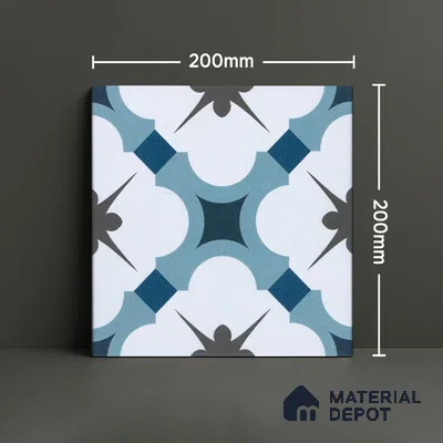 Subway Moroccan Wall & Floor Tile TL 05248 Medina Cerulean Blue 8 x 8 inch Vitrified Matte Finish - 8 mm | Suitable for Accent / Feature Walls, Bathroom, Kitchen Wall & Backsplashes | Please Expect a Slight Variation of Pattern (Sample)
