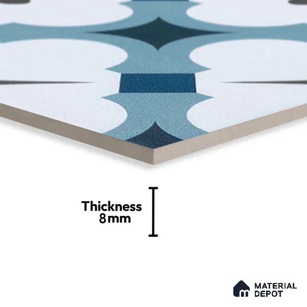 Subway Moroccan Wall & Floor Tile TL 05248 Medina Cerulean Blue 8 x 8 inch Vitrified Matte Finish - 8 mm | Suitable for Accent / Feature Walls, Bathroom, Kitchen Wall & Backsplashes | Please Expect a Slight Variation of Pattern (Sample)