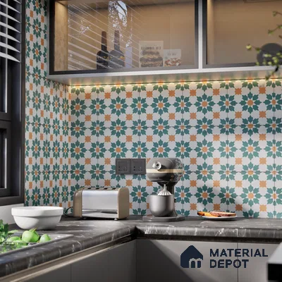 Subway Moroccan Wall & Floor Tile TL 05246 B Merida Crystal Petal 8 x 8 inch Vitrified Matte Finish - 8 mm | 4 Random Faces | Suitable for Accent / Feature Walls, Bathroom, Kitchen Wall & Backsplashes | Please Expect a Slight Variation of Pattern (Sample)
