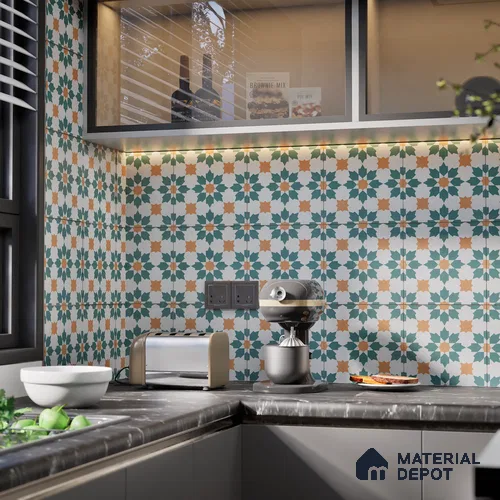 Subway Moroccan Wall & Floor Tile TL 05246 B Merida Crystal Petal 8 x 8 inch Vitrified Matte Finish - 8 mm | 4 Random Faces | Suitable for Accent / Feature Walls, Bathroom, Kitchen Wall & Backsplashes | Please Expect a Slight Variation of Pattern