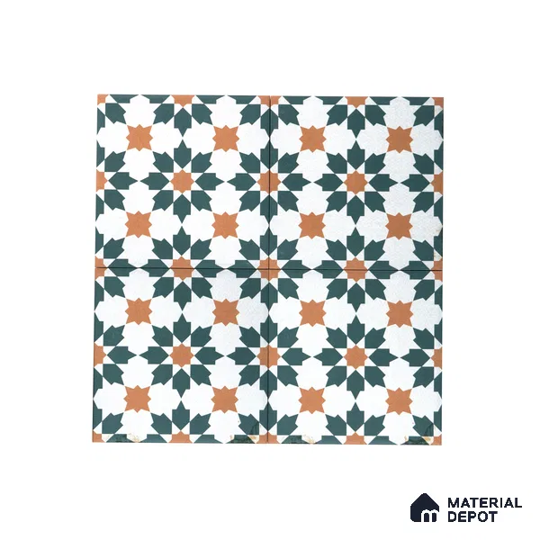 Subway Moroccan Wall & Floor Tile TL 05246 B Merida Crystal Petal 8 x 8 inch Vitrified Matte Finish - 8 mm | 4 Random Faces | Suitable for Accent / Feature Walls, Bathroom, Kitchen Wall & Backsplashes | Please Expect a Slight Variation of Pattern (Sample)