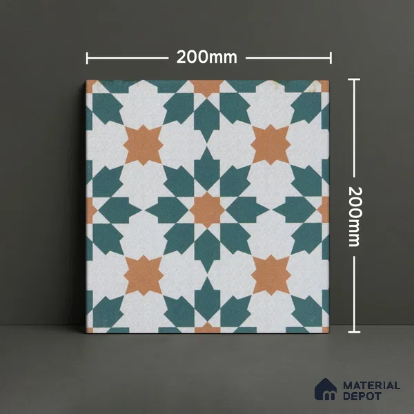 Subway Moroccan Wall & Floor Tile TL 05246 B Merida Crystal Petal 8 x 8 inch Vitrified Matte Finish - 8 mm | 4 Random Faces | Suitable for Accent / Feature Walls, Bathroom, Kitchen Wall & Backsplashes | Please Expect a Slight Variation of Pattern (Sample)