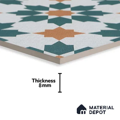 Subway Moroccan Wall & Floor Tile TL 05246 B Merida Crystal Petal 8 x 8 inch Vitrified Matte Finish - 8 mm | 4 Random Faces | Suitable for Accent / Feature Walls, Bathroom, Kitchen Wall & Backsplashes | Please Expect a Slight Variation of Pattern (Sample)