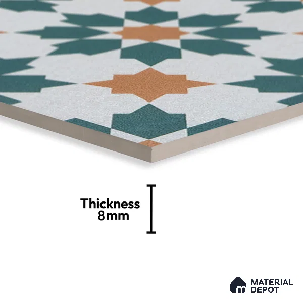Subway Moroccan Wall & Floor Tile TL 05246 B Merida Crystal Petal 8 x 8 inch Vitrified Matte Finish - 8 mm | 4 Random Faces | Suitable for Accent / Feature Walls, Bathroom, Kitchen Wall & Backsplashes | Please Expect a Slight Variation of Pattern (Sample)