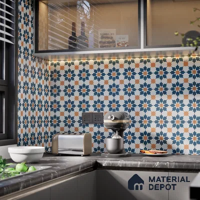 Subway Moroccan Wall & Floor Tile TL 05246 Merida Crystal Cove 8 x 8 inch Vitrified Matte Finish - 8 mm | 4 Random Faces | Suitable for Accent / Feature Walls, Bathroom, Kitchen Wall & Backsplashes | Please Expect a Slight Variation of Pattern (Sample)
