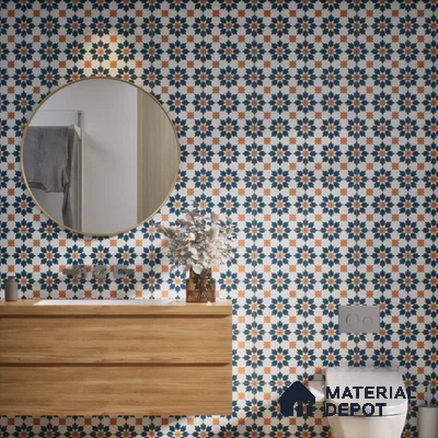 Subway Moroccan Wall & Floor Tile TL 05246 Merida Crystal Cove 8 x 8 inch Vitrified Matte Finish - 8 mm | 4 Random Faces | Suitable for Accent / Feature Walls, Bathroom, Kitchen Wall & Backsplashes | Please Expect a Slight Variation of Pattern (Sample)