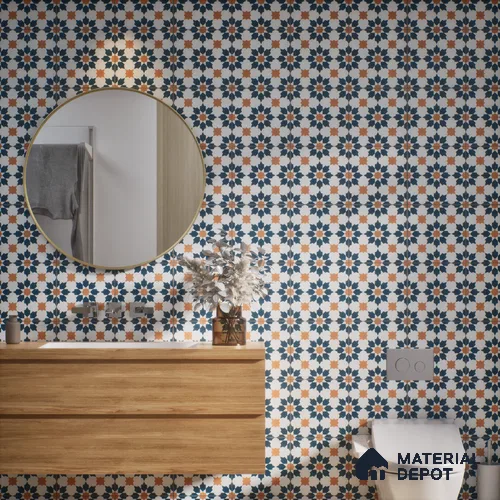 Subway Moroccan Wall & Floor Tile TL 05246 Merida Crystal Cove 8 x 8 inch Vitrified Matte Finish - 8 mm | 4 Random Faces | Suitable for Accent / Feature Walls, Bathroom, Kitchen Wall & Backsplashes | Please Expect a Slight Variation of Pattern