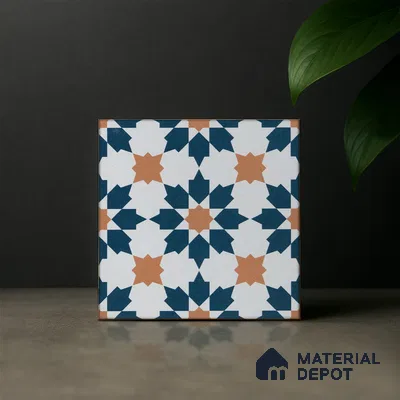 Subway Moroccan Wall & Floor Tile TL 05246 Merida Crystal Cove 8 x 8 inch Vitrified Matte Finish - 8 mm | 4 Random Faces | Suitable for Accent / Feature Walls, Bathroom, Kitchen Wall & Backsplashes | Please Expect a Slight Variation of Pattern (Sample)