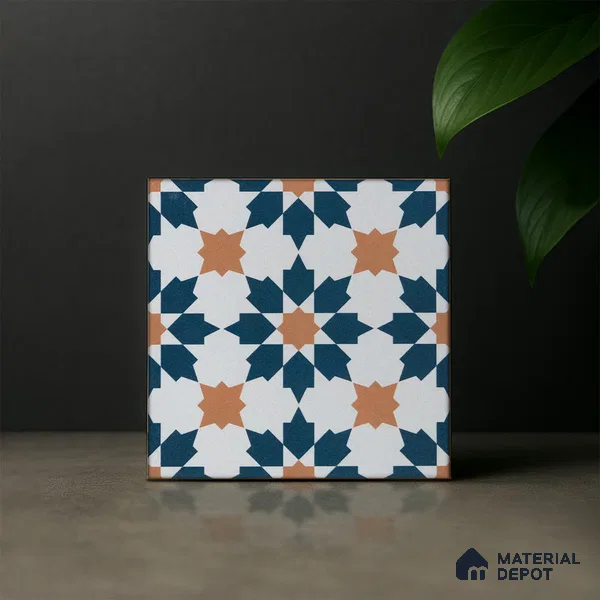 Subway Moroccan Wall & Floor Tile TL 05246 Merida Crystal Cove 8 x 8 inch Vitrified Matte Finish - 8 mm | 4 Random Faces | Suitable for Accent / Feature Walls, Bathroom, Kitchen Wall & Backsplashes | Please Expect a Slight Variation of Pattern (Sample)
