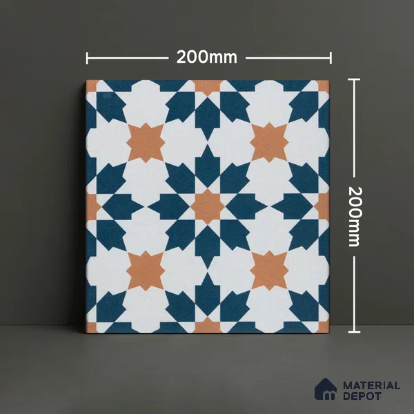 Subway Moroccan Wall & Floor Tile TL 05246 Merida Crystal Cove 8 x 8 inch Vitrified Matte Finish - 8 mm | 4 Random Faces | Suitable for Accent / Feature Walls, Bathroom, Kitchen Wall & Backsplashes | Please Expect a Slight Variation of Pattern (Sample)
