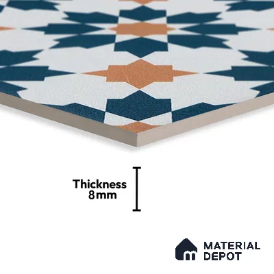 Subway Moroccan Wall & Floor Tile TL 05246 Merida Crystal Cove 8 x 8 inch Vitrified Matte Finish - 8 mm | 4 Random Faces | Suitable for Accent / Feature Walls, Bathroom, Kitchen Wall & Backsplashes | Please Expect a Slight Variation of Pattern (Sample)