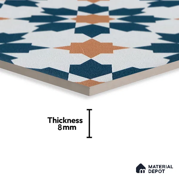 Subway Moroccan Wall & Floor Tile TL 05246 Merida Crystal Cove 8 x 8 inch Vitrified Matte Finish - 8 mm | 4 Random Faces | Suitable for Accent / Feature Walls, Bathroom, Kitchen Wall & Backsplashes | Please Expect a Slight Variation of Pattern (Sample)