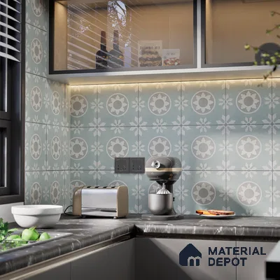 Subway Moroccan Wall & Floor Tile TL 05242 B Palermo Lead Dust 8 x 8 inch Vitrified Matte Finish - 8 mm | 6 Random Faces | Suitable for Accent / Feature Walls, Bathroom, Kitchen Wall & Backsplashes | Please Expect a Slight Variation of Pattern (Sample)