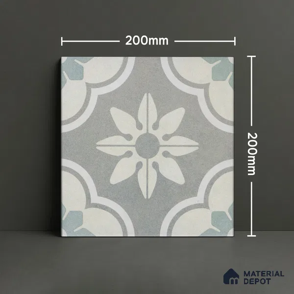 Subway Moroccan Wall & Floor Tile TL 05242 Palermo Dove Cloud 8 x 8 inch Vitrified Matte Finish - 8 mm | 6 Random Faces | Suitable for Accent / Feature Walls, Bathroom, Kitchen Wall & Backsplashes | Please Expect a Slight Variation of Pattern (Sample)