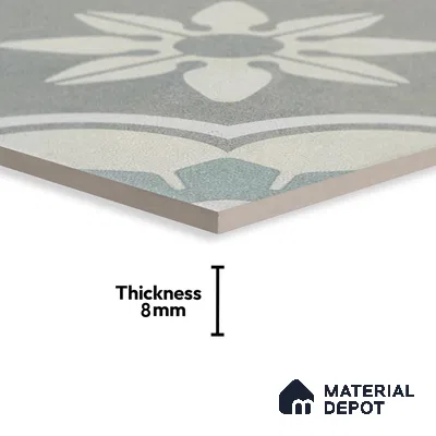 Subway Moroccan Wall & Floor Tile TL 05242 Palermo Dove Cloud 8 x 8 inch Vitrified Matte Finish - 8 mm | 6 Random Faces | Suitable for Accent / Feature Walls, Bathroom, Kitchen Wall & Backsplashes | Please Expect a Slight Variation of Pattern (Sample)