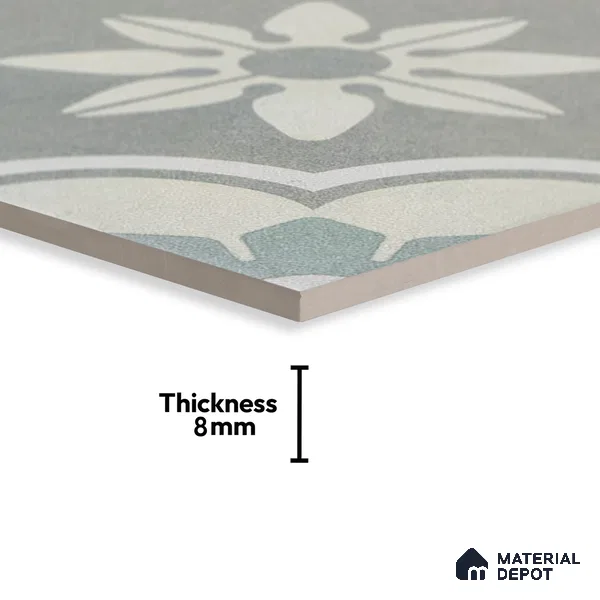 Subway Moroccan Wall & Floor Tile TL 05242 Palermo Dove Cloud 8 x 8 inch Vitrified Matte Finish - 8 mm | 6 Random Faces | Suitable for Accent / Feature Walls, Bathroom, Kitchen Wall & Backsplashes | Please Expect a Slight Variation of Pattern (Sample)