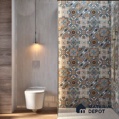 Subway Moroccan Wall & Floor Tile TL 05254 Rocco Rings 8 x 8 inch Vitrified Matte Finish - 8 mm | 15 Random Faces | Suitable for Accent / Feature Walls, Bathroom, Kitchen Wall & Backsplashes | Please Expect a Slight Variation of Pattern
