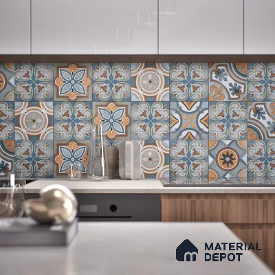 Subway Moroccan Wall & Floor Tile TL 05254 Rocco Rings 8 x 8 inch Vitrified Matte Finish - 8 mm | 15 Random Faces | Suitable for Accent / Feature Walls, Bathroom, Kitchen Wall & Backsplashes | Please Expect a Slight Variation of Pattern