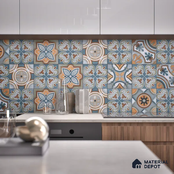 Subway Moroccan Wall & Floor Tile TL 05254 Rocco Rings 8 x 8 inch Vitrified Matte Finish - 8 mm | 15 Random Faces | Suitable for Accent / Feature Walls, Bathroom, Kitchen Wall & Backsplashes | Please Expect a Slight Variation of Pattern