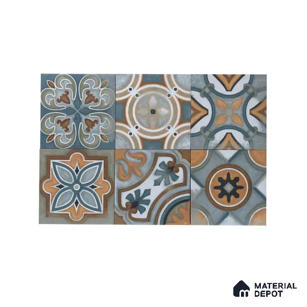 Subway Moroccan Wall & Floor Tile TL 05254 Rocco Rings 8 x 8 inch Vitrified Matte Finish - 8 mm | 15 Random Faces | Suitable for Accent / Feature Walls, Bathroom, Kitchen Wall & Backsplashes | Please Expect a Slight Variation of Pattern