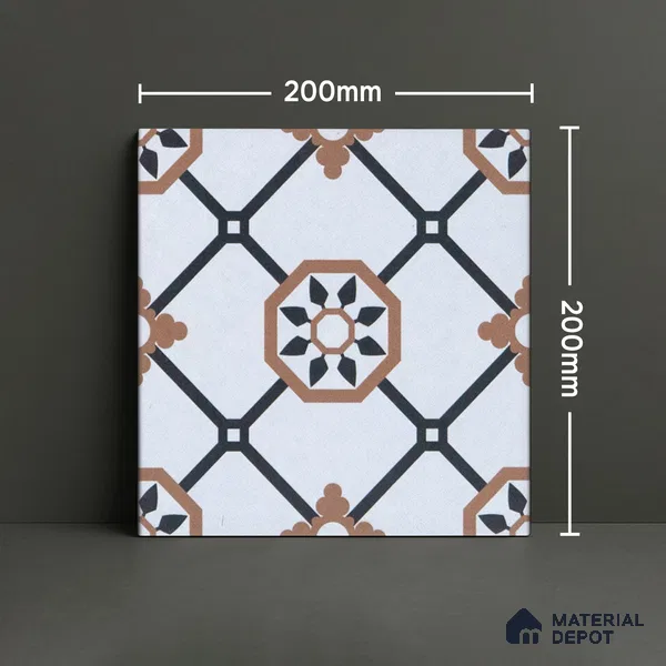 Subway Moroccan Wall & Floor Tile TL 05257 B Scooba Froid Brown 8 x 8 inch Vitrified Matte Finish - 8 mm | Suitable for Accent / Feature Walls, Bathroom, Kitchen Wall & Backsplashes | Please Expect a Slight Variation of Pattern (Sample)