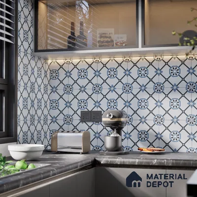Subway Moroccan Wall & Floor Tile TL 05257 Scooba Froid Blue 8 x 8 inch Vitrified Matte Finish - 8 mm | Suitable for Accent / Feature Walls, Bathroom, Kitchen Wall & Backsplashes | Please Expect a Slight Variation of Pattern (Sample)
