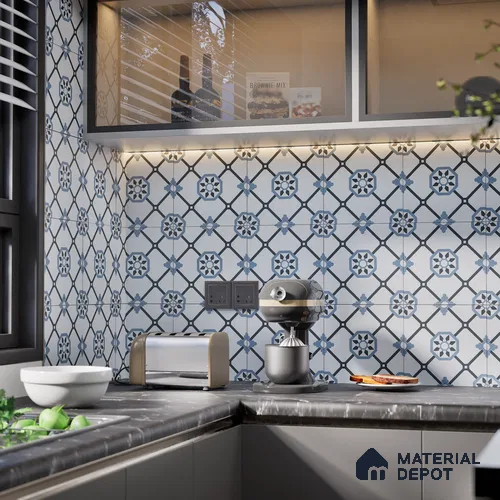 Subway Moroccan Wall & Floor Tile TL 05257 Scooba Froid Blue 8 x 8 inch Vitrified Matte Finish - 8 mm | Suitable for Accent / Feature Walls, Bathroom, Kitchen Wall & Backsplashes | Please Expect a Slight Variation of Pattern