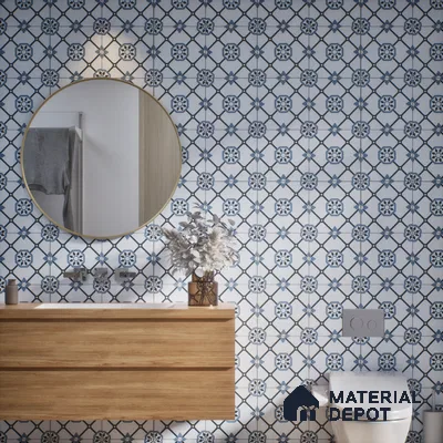 Subway Moroccan Wall & Floor Tile TL 05257 Scooba Froid Blue 8 x 8 inch Vitrified Matte Finish - 8 mm | Suitable for Accent / Feature Walls, Bathroom, Kitchen Wall & Backsplashes | Please Expect a Slight Variation of Pattern (Sample)