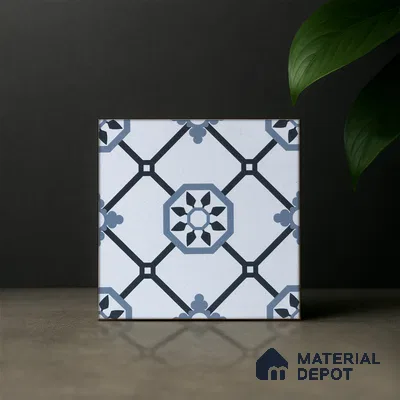 Subway Moroccan Wall & Floor Tile TL 05257 Scooba Froid Blue 8 x 8 inch Vitrified Matte Finish - 8 mm | Suitable for Accent / Feature Walls, Bathroom, Kitchen Wall & Backsplashes | Please Expect a Slight Variation of Pattern (Sample)