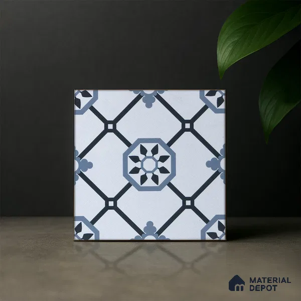 Subway Moroccan Wall & Floor Tile TL 05257 Scooba Froid Blue 8 x 8 inch Vitrified Matte Finish - 8 mm | Suitable for Accent / Feature Walls, Bathroom, Kitchen Wall & Backsplashes | Please Expect a Slight Variation of Pattern (Sample)