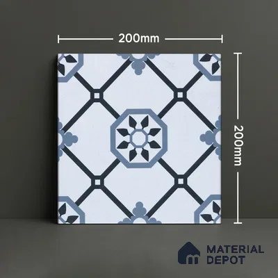 Subway Moroccan Wall & Floor Tile TL 05257 Scooba Froid Blue 8 x 8 inch Vitrified Matte Finish - 8 mm | Suitable for Accent / Feature Walls, Bathroom, Kitchen Wall & Backsplashes | Please Expect a Slight Variation of Pattern (Sample)
