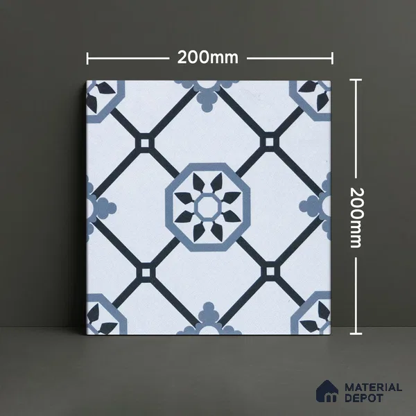 Subway Moroccan Wall & Floor Tile TL 05257 Scooba Froid Blue 8 x 8 inch Vitrified Matte Finish - 8 mm | Suitable for Accent / Feature Walls, Bathroom, Kitchen Wall & Backsplashes | Please Expect a Slight Variation of Pattern (Sample)