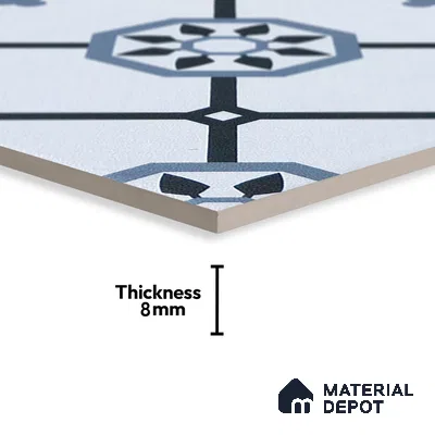 Subway Moroccan Wall & Floor Tile TL 05257 Scooba Froid Blue 8 x 8 inch Vitrified Matte Finish - 8 mm | Suitable for Accent / Feature Walls, Bathroom, Kitchen Wall & Backsplashes | Please Expect a Slight Variation of Pattern (Sample)
