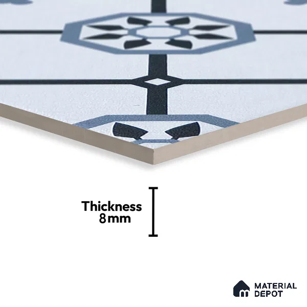 Subway Moroccan Wall & Floor Tile TL 05257 Scooba Froid Blue 8 x 8 inch Vitrified Matte Finish - 8 mm | Suitable for Accent / Feature Walls, Bathroom, Kitchen Wall & Backsplashes | Please Expect a Slight Variation of Pattern (Sample)