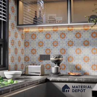 Subway Moroccan Wall & Floor Tile TL 05247 B Silcite Sky Blue 8 x 8 inch Vitrified Matte Finish - 8 mm | 8 Random Faces | Suitable for Accent / Feature Walls, Bathroom, Kitchen Wall & Backsplashes | Please Expect a Slight Variation of Pattern (Sample)
