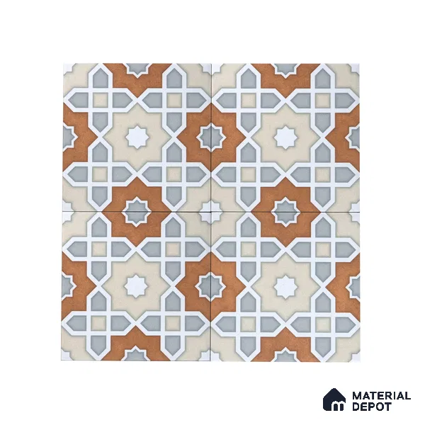 Subway Moroccan Wall & Floor Tile TL 05247 B Silcite Sky Blue 8 x 8 inch Vitrified Matte Finish - 8 mm | 8 Random Faces | Suitable for Accent / Feature Walls, Bathroom, Kitchen Wall & Backsplashes | Please Expect a Slight Variation of Pattern (Sample)