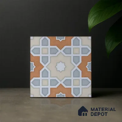 Subway Moroccan Wall & Floor Tile TL 05247 B Silcite Sky Blue 8 x 8 inch Vitrified Matte Finish - 8 mm | 8 Random Faces | Suitable for Accent / Feature Walls, Bathroom, Kitchen Wall & Backsplashes | Please Expect a Slight Variation of Pattern (Sample)
