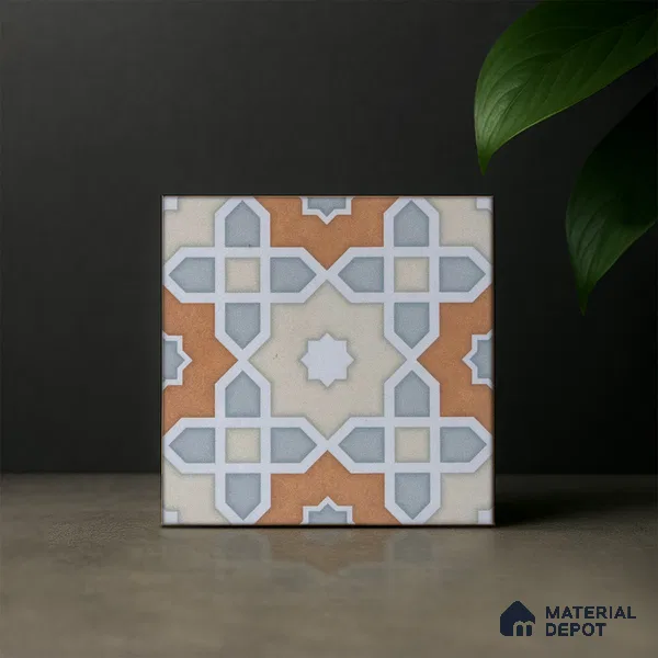 Subway Moroccan Wall & Floor Tile TL 05247 B Silcite Sky Blue 8 x 8 inch Vitrified Matte Finish - 8 mm | 8 Random Faces | Suitable for Accent / Feature Walls, Bathroom, Kitchen Wall & Backsplashes | Please Expect a Slight Variation of Pattern (Sample)