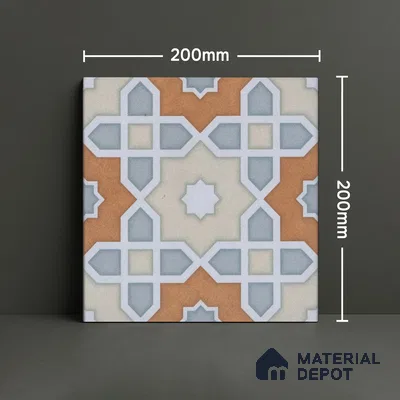 Subway Moroccan Wall & Floor Tile TL 05247 B Silcite Sky Blue 8 x 8 inch Vitrified Matte Finish - 8 mm | 8 Random Faces | Suitable for Accent / Feature Walls, Bathroom, Kitchen Wall & Backsplashes | Please Expect a Slight Variation of Pattern (Sample)