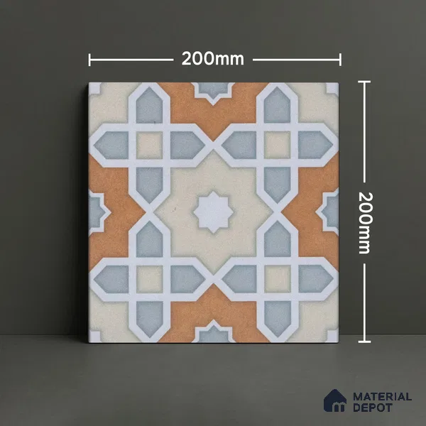 Subway Moroccan Wall & Floor Tile TL 05247 B Silcite Sky Blue 8 x 8 inch Vitrified Matte Finish - 8 mm | 8 Random Faces | Suitable for Accent / Feature Walls, Bathroom, Kitchen Wall & Backsplashes | Please Expect a Slight Variation of Pattern (Sample)