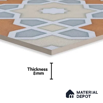 Subway Moroccan Wall & Floor Tile TL 05247 B Silcite Sky Blue 8 x 8 inch Vitrified Matte Finish - 8 mm | 8 Random Faces | Suitable for Accent / Feature Walls, Bathroom, Kitchen Wall & Backsplashes | Please Expect a Slight Variation of Pattern (Sample)