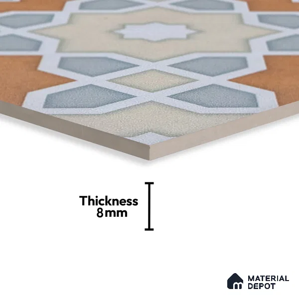 Subway Moroccan Wall & Floor Tile TL 05247 B Silcite Sky Blue 8 x 8 inch Vitrified Matte Finish - 8 mm | 8 Random Faces | Suitable for Accent / Feature Walls, Bathroom, Kitchen Wall & Backsplashes | Please Expect a Slight Variation of Pattern (Sample)
